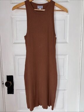 ARITZIA SUN-DEH RIBBED KNIT RACERBACK MIDI DRESS